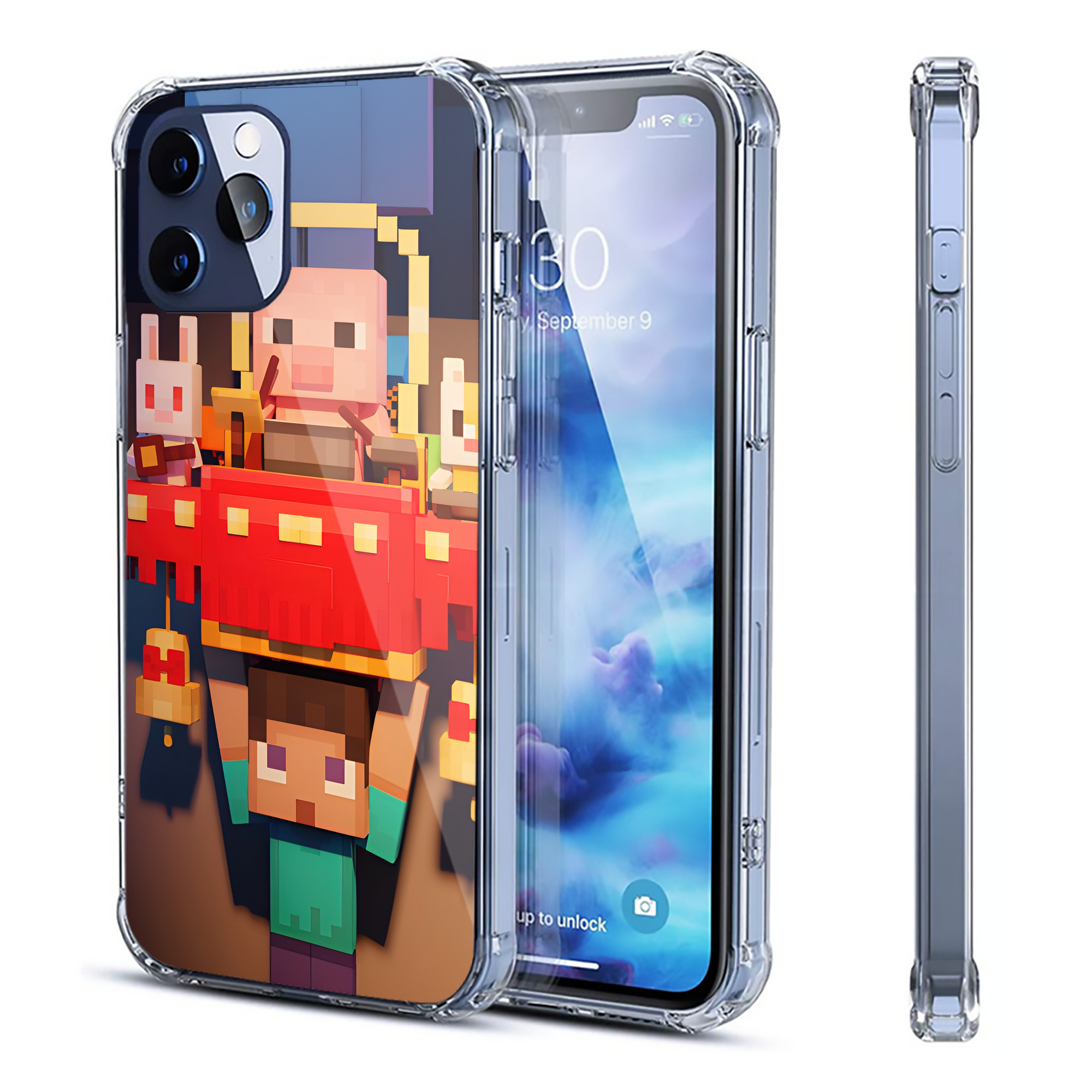 （画像用） マインクラフト ブロックの世界 Minecraft MC Block world 【iPhone 12シリーズ対応】透明スマホケース（クリアソフトケース）